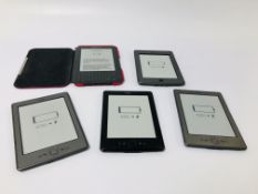 5 VARIOUS AMAZON KINDLES TO INCLUDE KEYBOARD AND TOUCH - SOLD AS SEEN