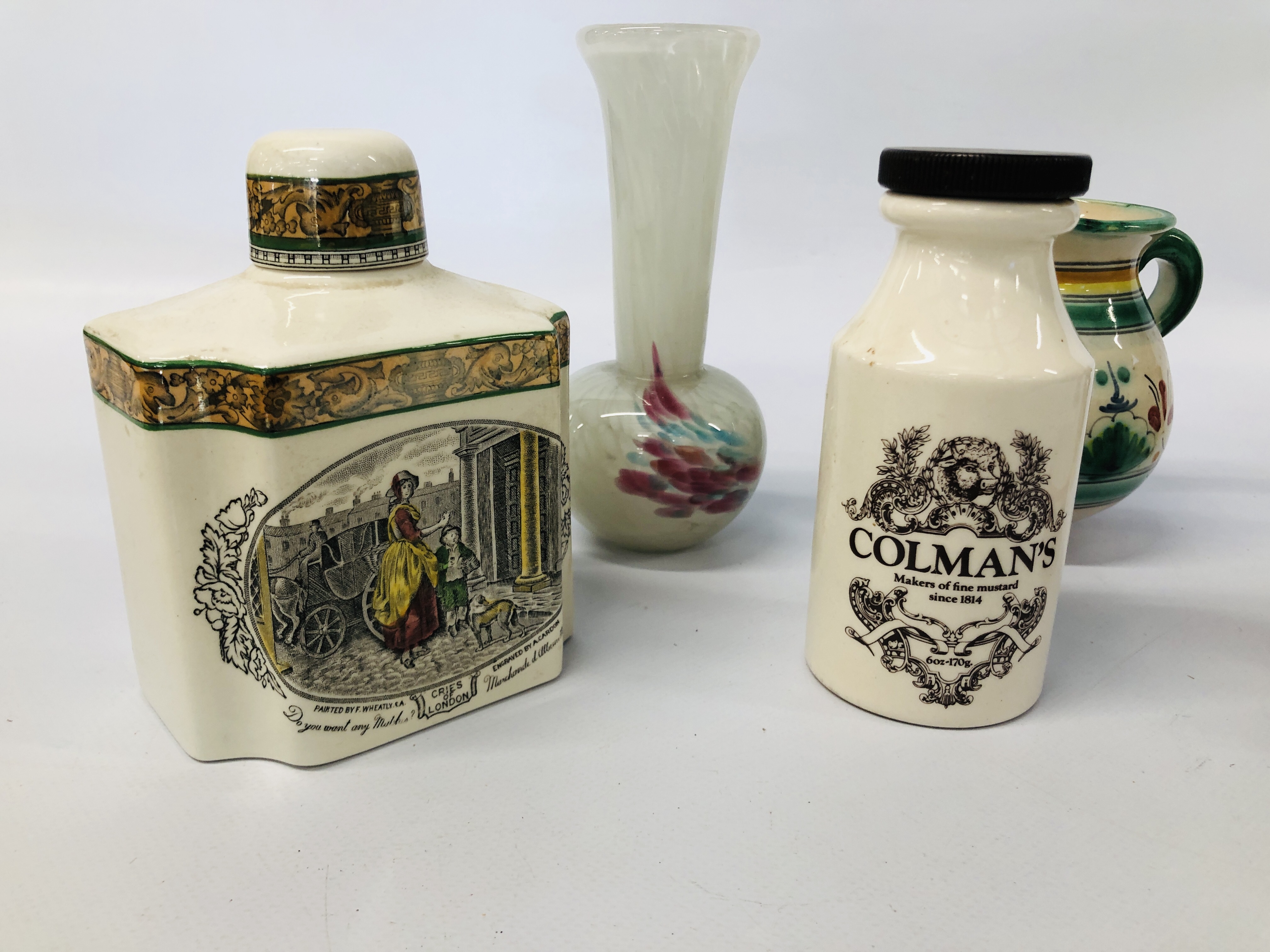 ADAMS IRONSTONE FLASK, COLMANS MUSTARD POT, MDINA ART GLASS VASE, CONTINENTAL JUG, - Bild 2 aus 7