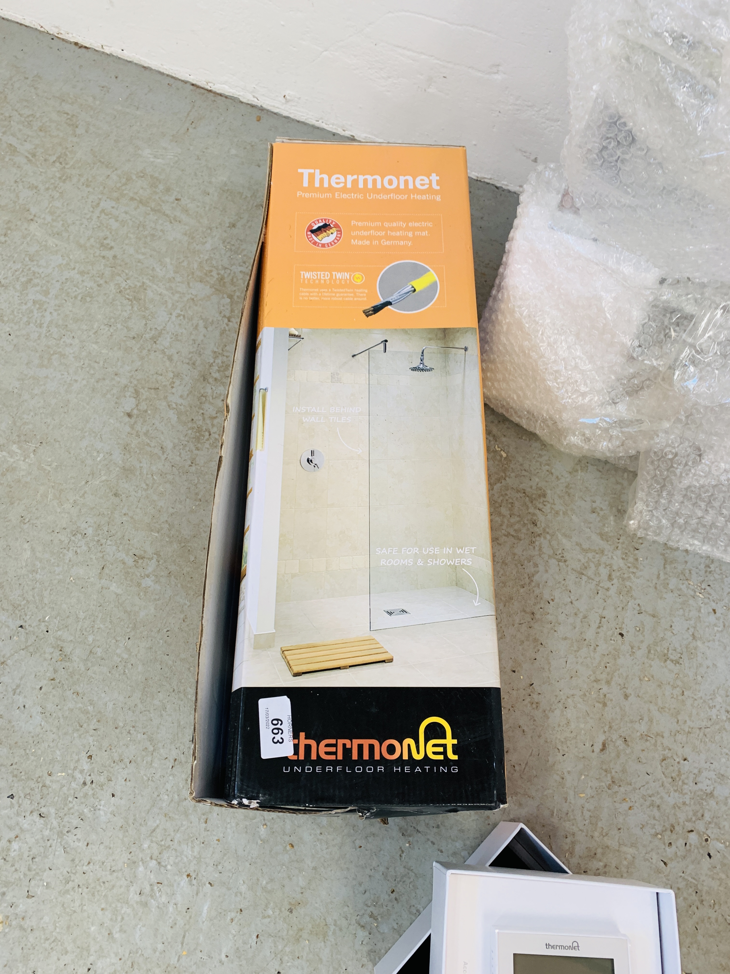 A BOXED THERMONET UNDER FLOOR HEATING SYSTEM WITH THERMOSTAT AND CHROME BATHROOM TOWEL RAIL - SOLD - Image 2 of 4