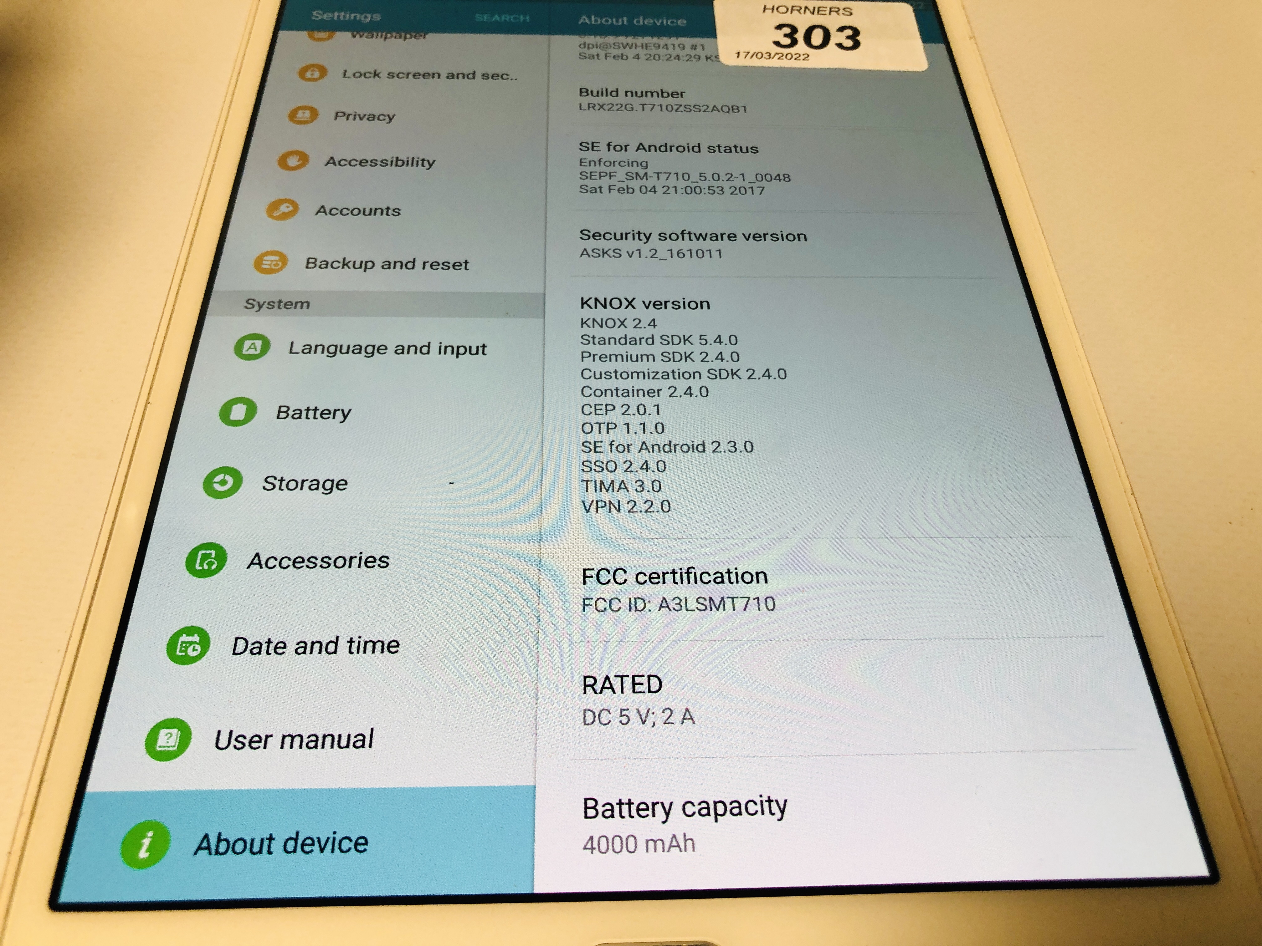 SAMSUNG GALAXY TAB S2 TABLET MODEL SM - T710 - SOLD AS SEEN - Image 6 of 6