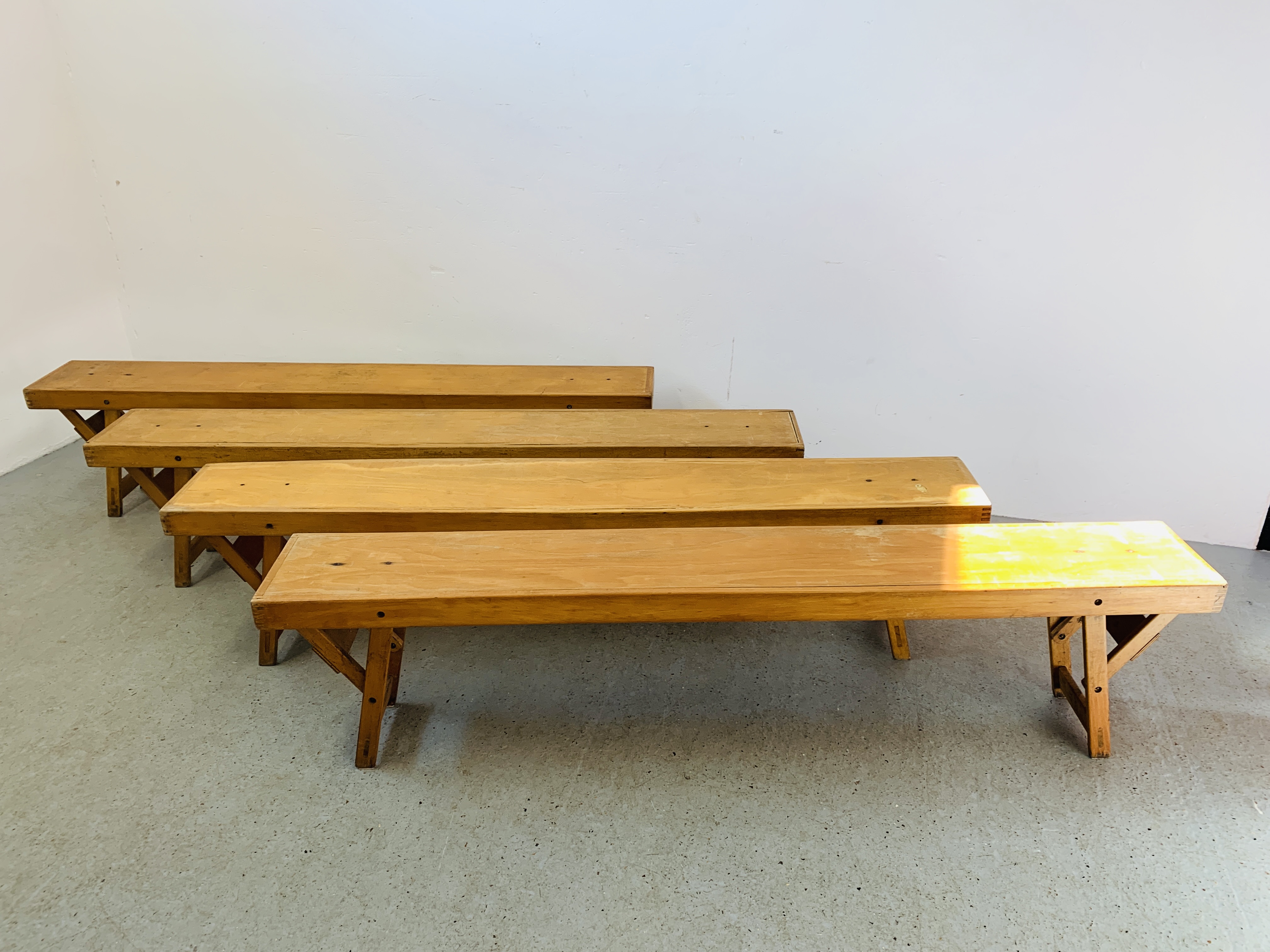 4 X GEEBRO FOLDING SCHOOL BENCHES - Image 2 of 9