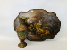 VINTAGE TABLE TOP DECORATED WITH A HAND PAINTED CLASSICAL SCENE,