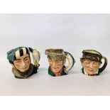 THREE LARGE ROYAL DOULTON CHARACTER JUGS - "THE POACHER" D6429 ,