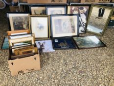 LARGE COLLECTION OF ASSORTED FRAMED PICTURES AND PRINTS TO INCLUDE A PAIR OF OIL ON BOARD BEARING