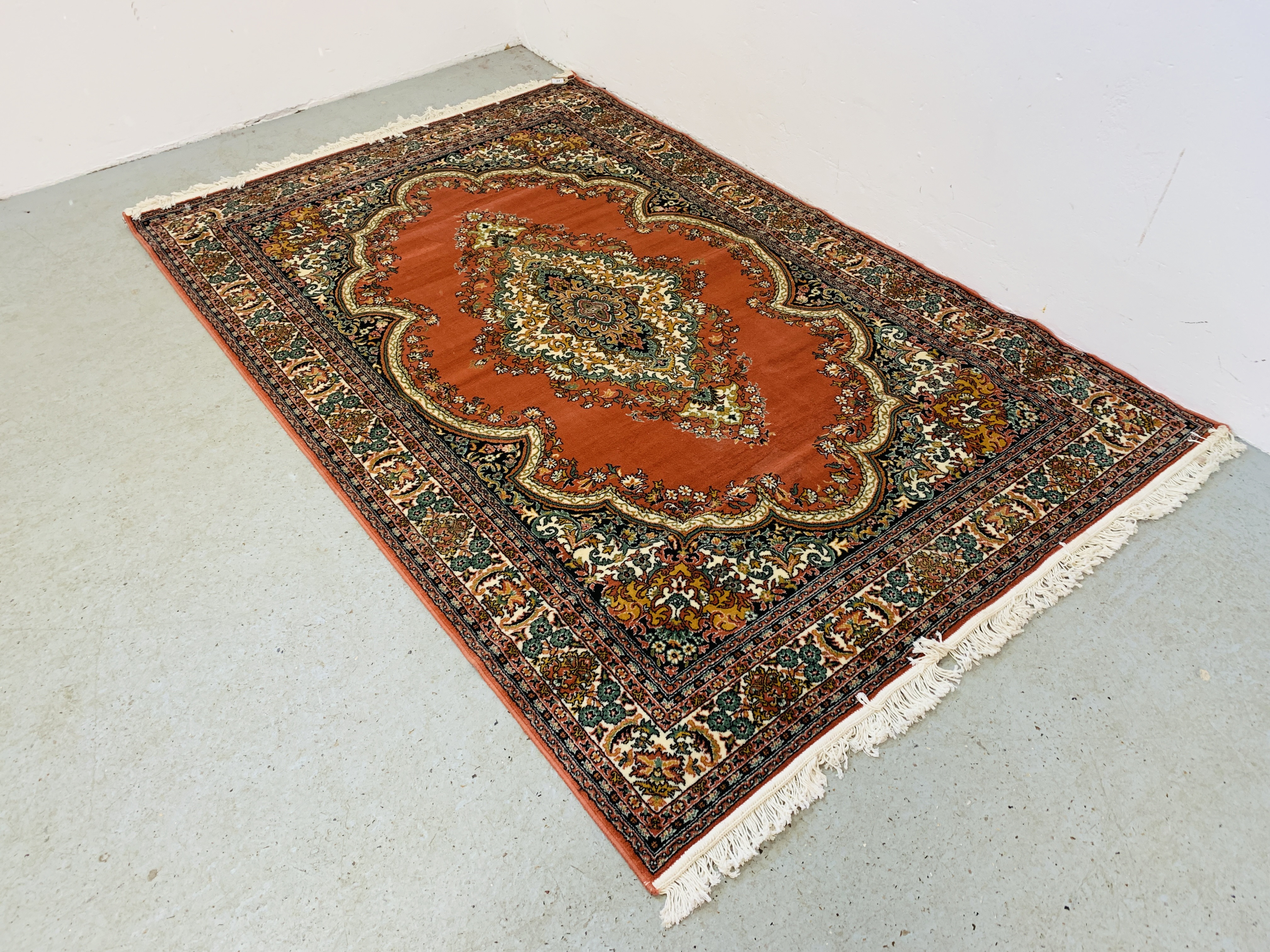 2 VARIOUS ORIENTAL AND EASTERN RUGS INCLUDING RED BACKGROUND 150CM. X 230CM. - Bild 6 aus 10