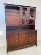 A STAG MINSTRAL COMBINATION LIVING ROOM CABINET WIDTH 141CM. DEPTH 46CM. HEIGHT 182CM.