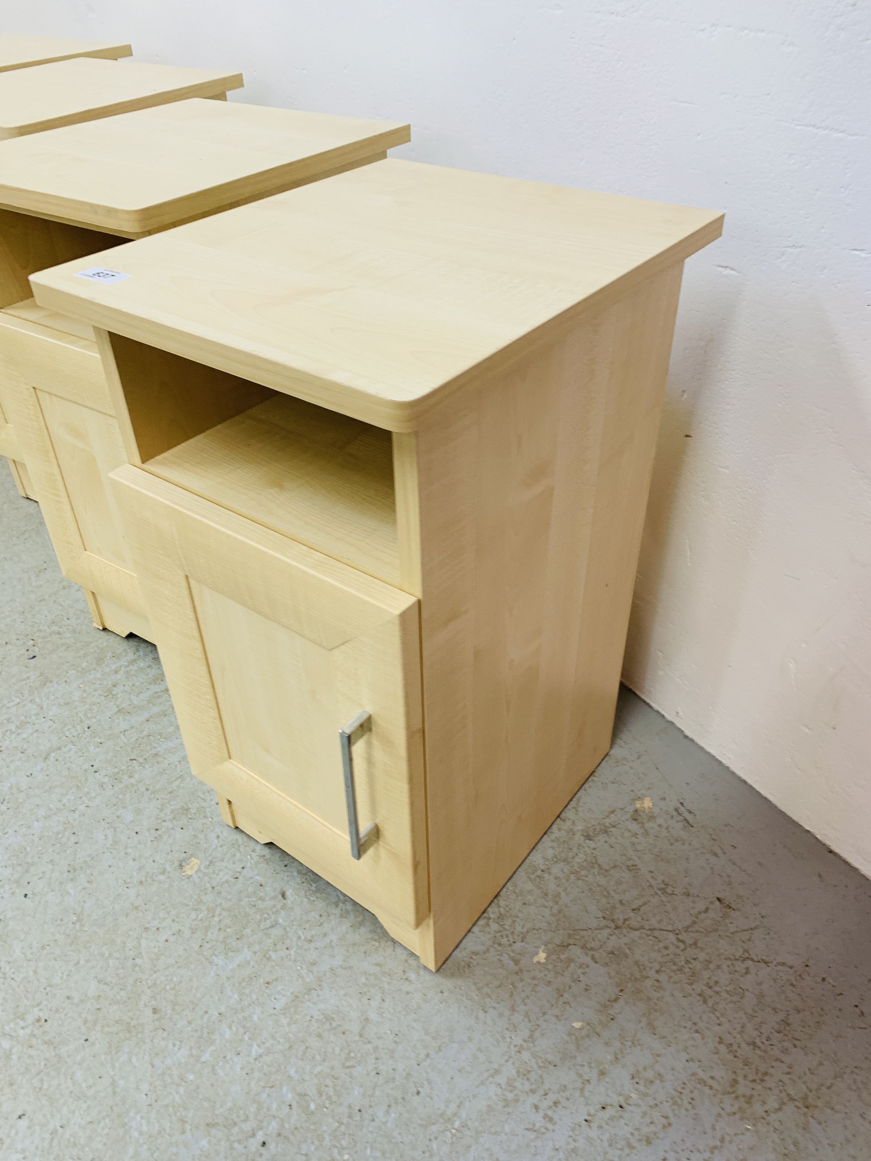 TWO PAIRS OF LIGHT BEECHWOOD EFFECT FINISH BEDSIDE CABINETS EACH W 34CM, D 40CM, H 62CM. - Image 3 of 10