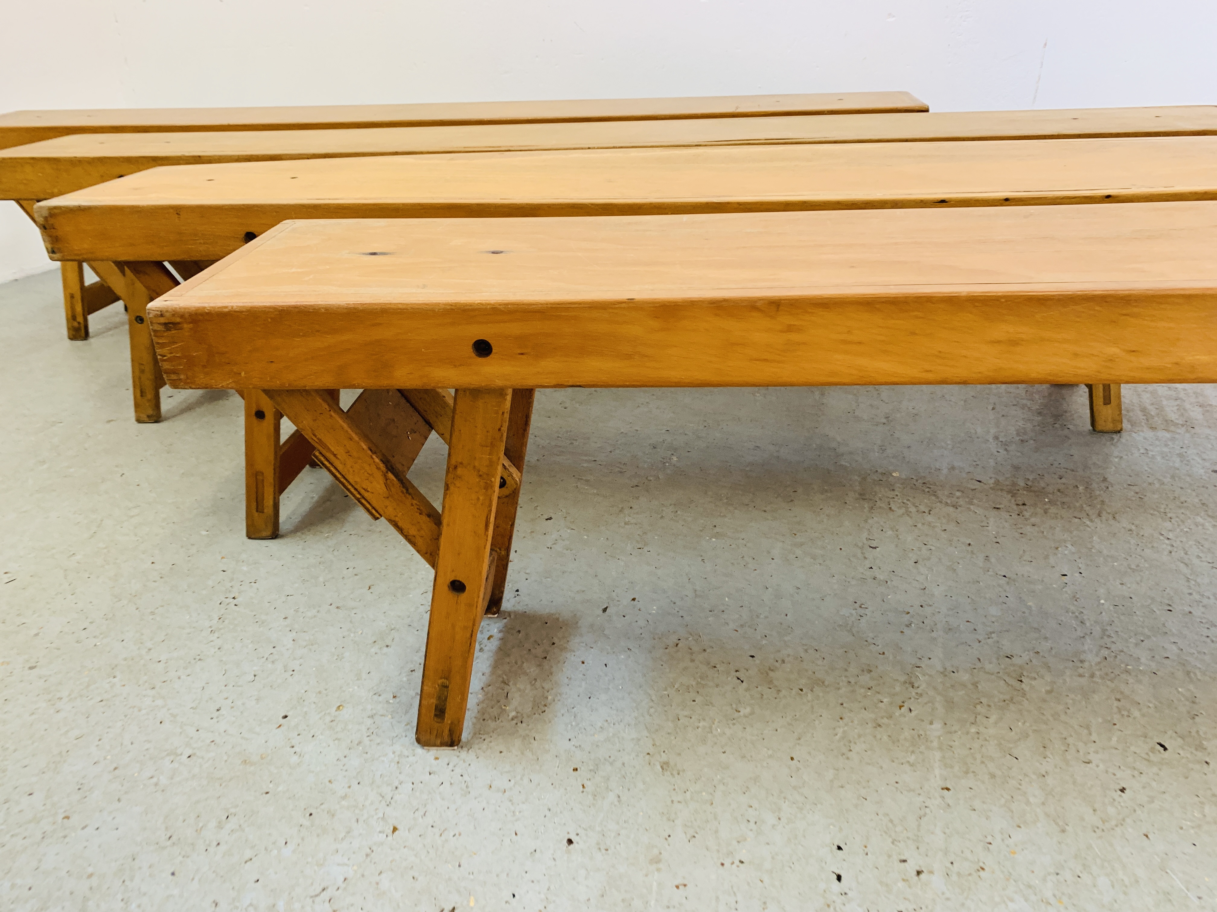 4 X GEEBRO FOLDING SCHOOL BENCHES - Image 3 of 9