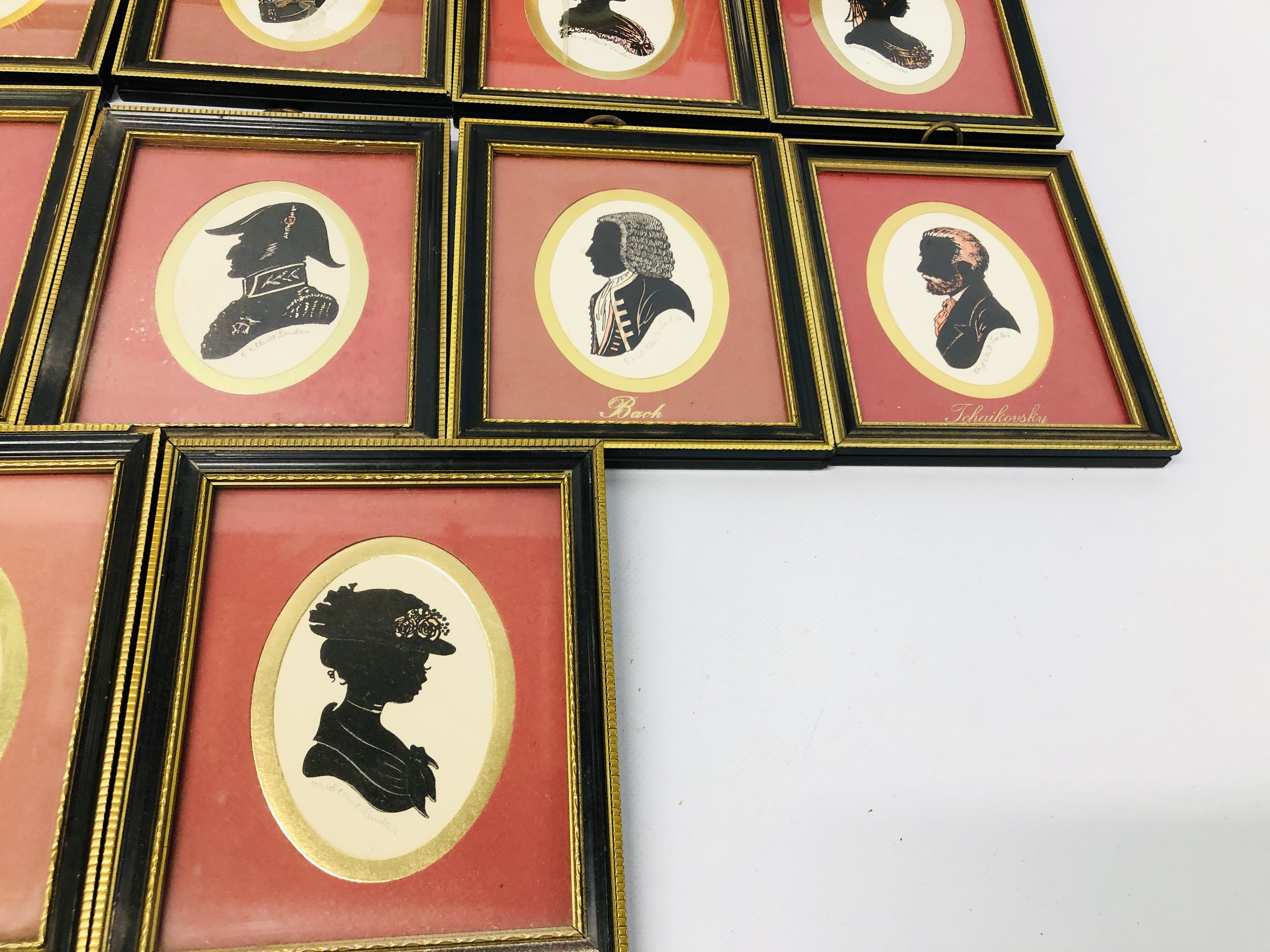 COLLECTION OF 17 "THE PENNYFARTHING GALLERIES" FRAMED SILHOUETTES - Image 4 of 6