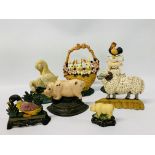 COLLECTION OF CAST REPRODUCTION DOORSTOPS TO INCLUDE EASTER BUNNIES, DUCKS, PIGS, ETC.