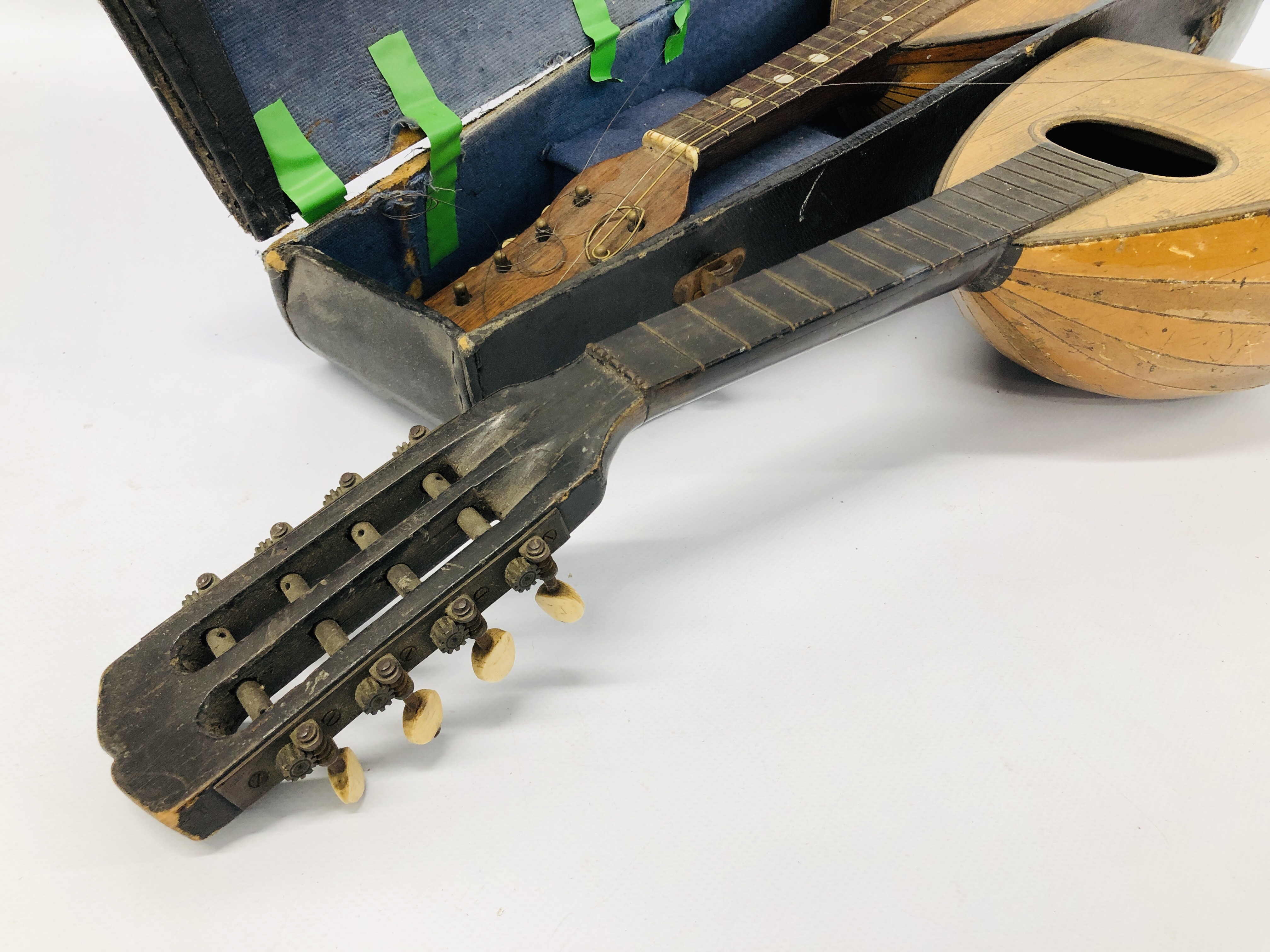 A VINTAGE MANDOLIN WITH TORTOISESHELL DETAIL MARKED "CATANIA" IN FITTED CASE AND ONE OTHER (BOTH - Image 7 of 16