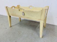 A PAINTED OAK PLANTER STAND W 74CM, D 40CM, H 46CM.