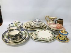 COLLECTION OF ASSORTED VINTAGE DINNER WARE AND MEAT PLATES TO INCLUDE ROYAL DOULTON MERRY WEATHER