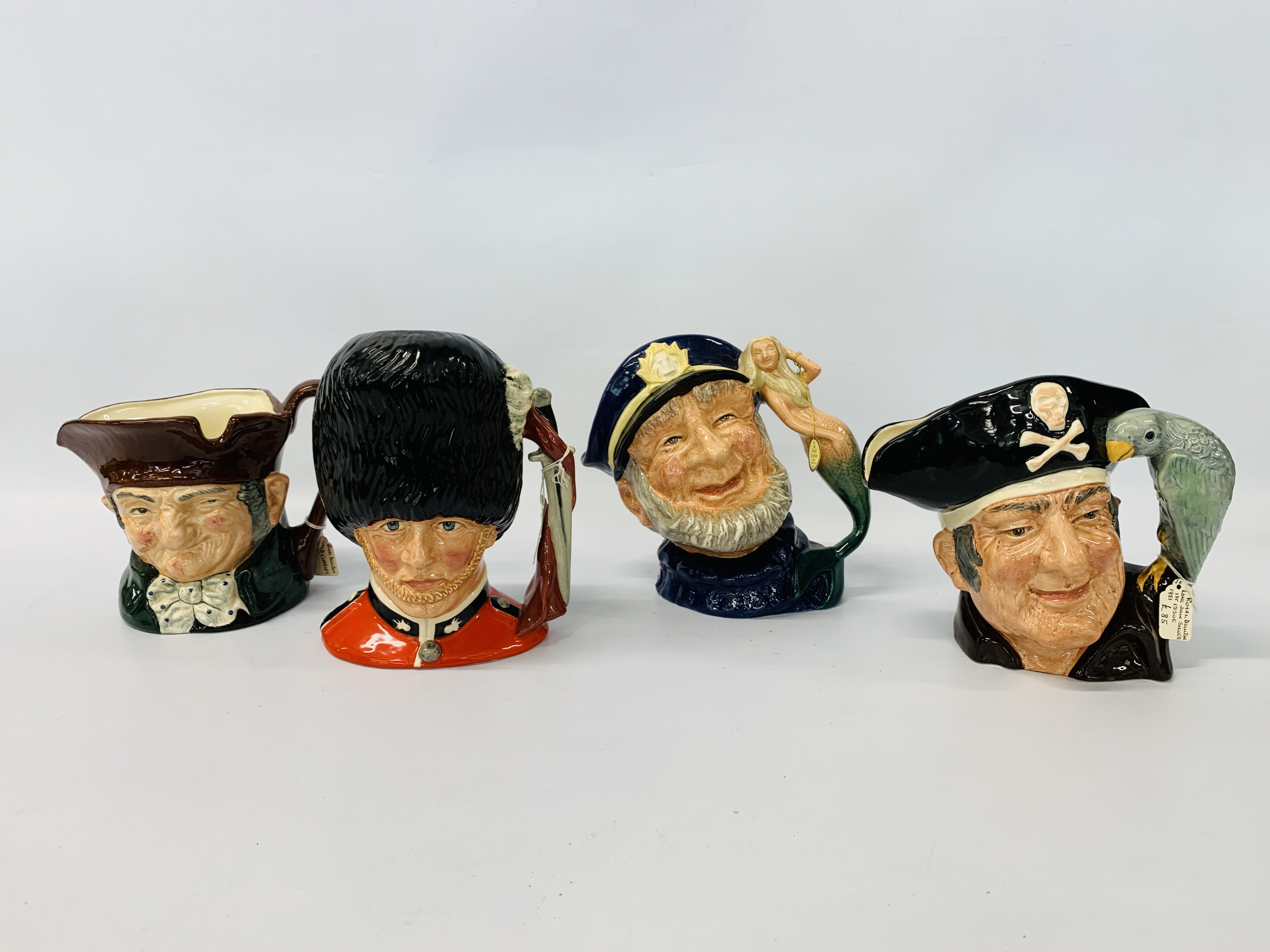 COLLECTION OF 4 ROYAL DOULTON CHARACTER JUGS TO INCLUDE THE GUARDSMAN D6755, OLD CHARLEY D5420,