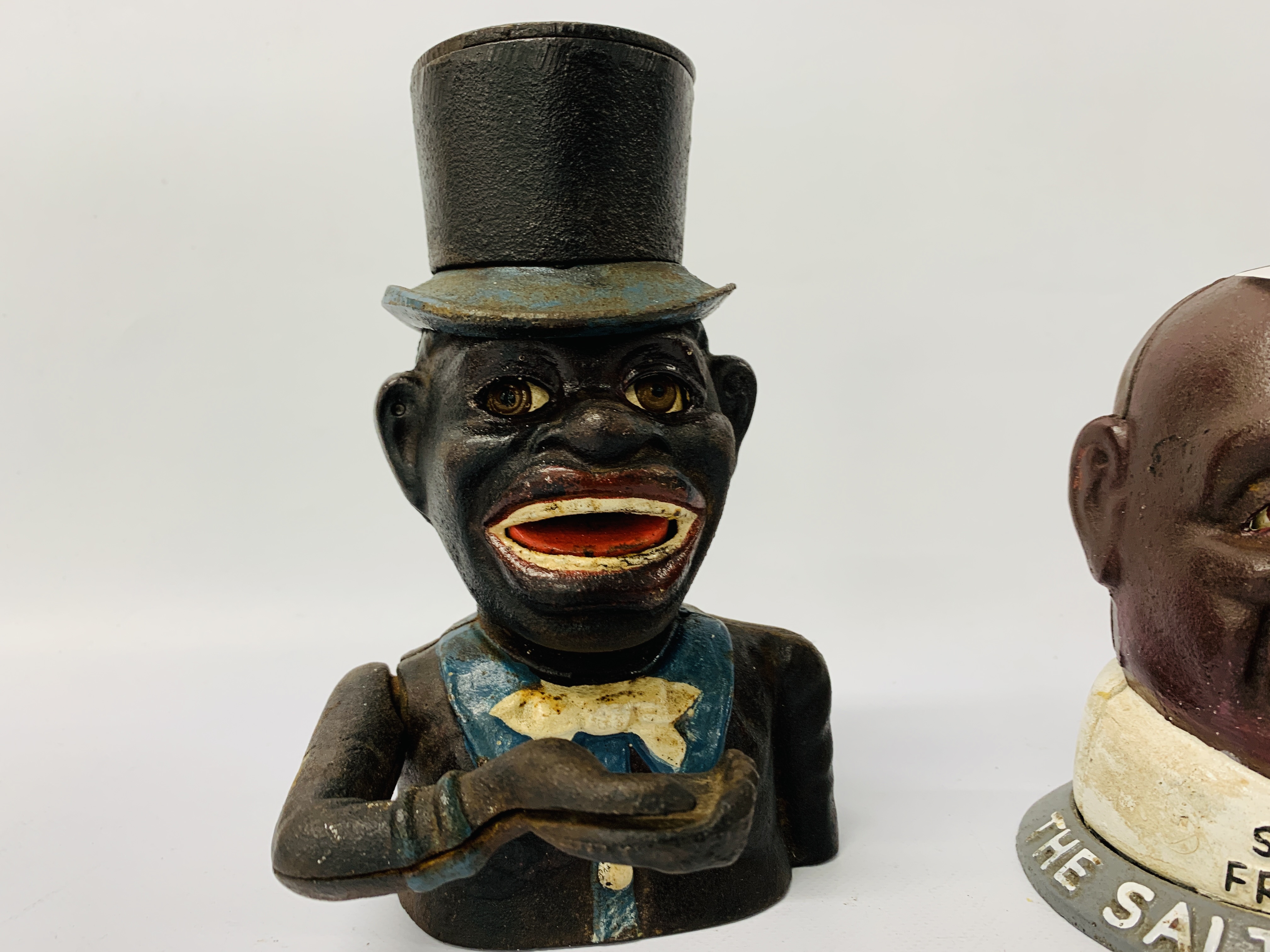 3 X REPRODUCTION CAST METAL MECHANICAL CHARACTER MONEY BOXES TO INCLUDE "THE SALTED PEANUT MAN" - Image 4 of 4