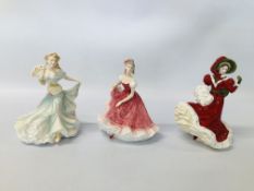 3 X ROYAL DOULTON FIGURINES TO INCLUDE OLIVIA HN3339, MILLENNIUM CELEBRATION HN4201,