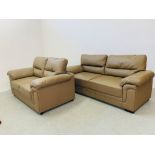 MODERN PAIR OF FAUX LEATHER SOFA'S (TWO SEATER AND THREE SEATER).