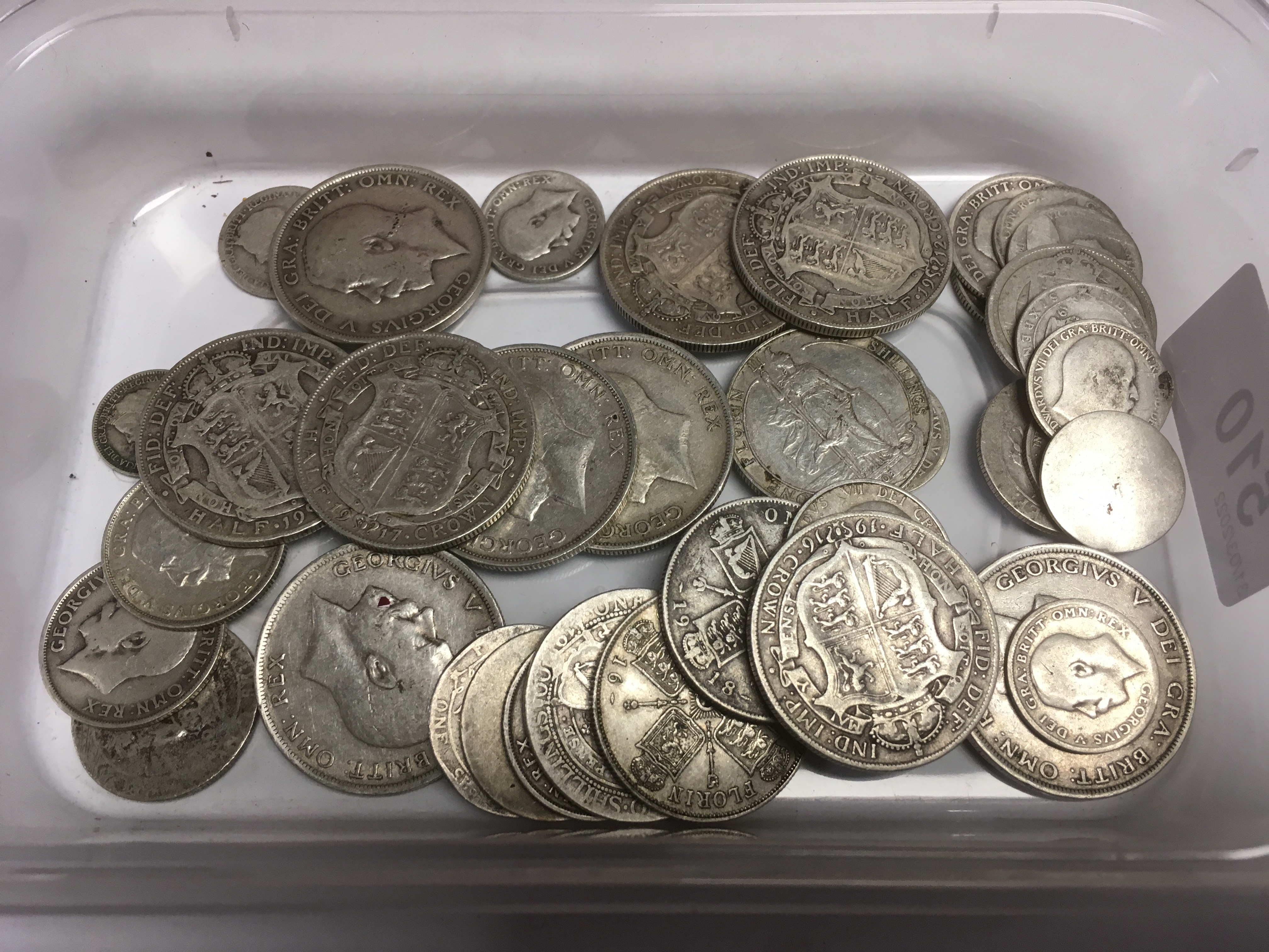 TUB OF PRE 1920 UK SILVER COINS INCLUDING 1903 FLORIN, 1906 SHILLING ETC, FACE APPROX £2.40. - Image 2 of 5