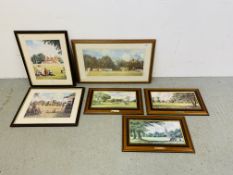 A GROUP OF SEVEN FRAMED SPORTING PRINTS (MAINLY CRICKETING) TO INCLUDE "THE CLOSING MATCH" RAY