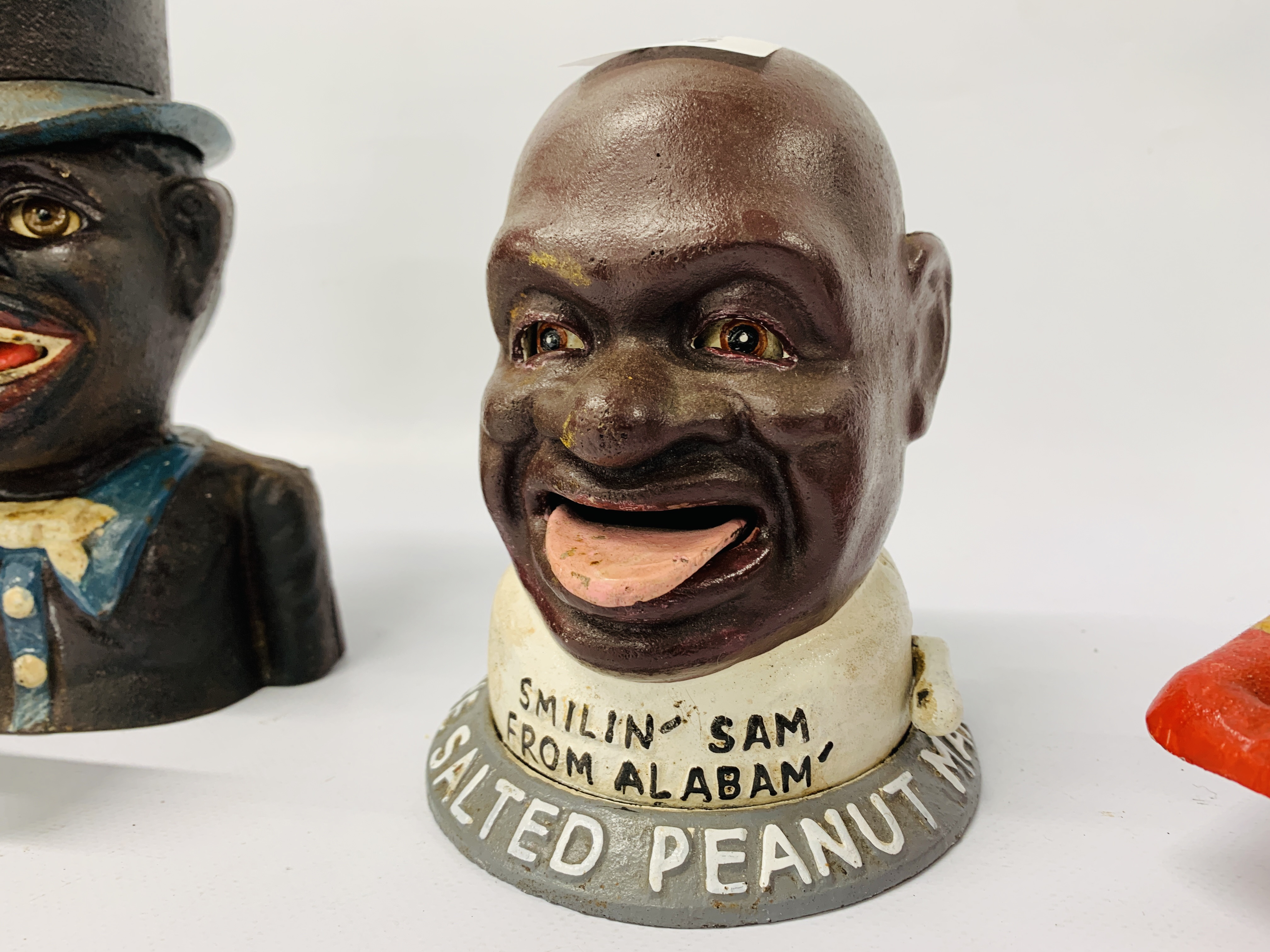 3 X REPRODUCTION CAST METAL MECHANICAL CHARACTER MONEY BOXES TO INCLUDE "THE SALTED PEANUT MAN" - Image 3 of 4