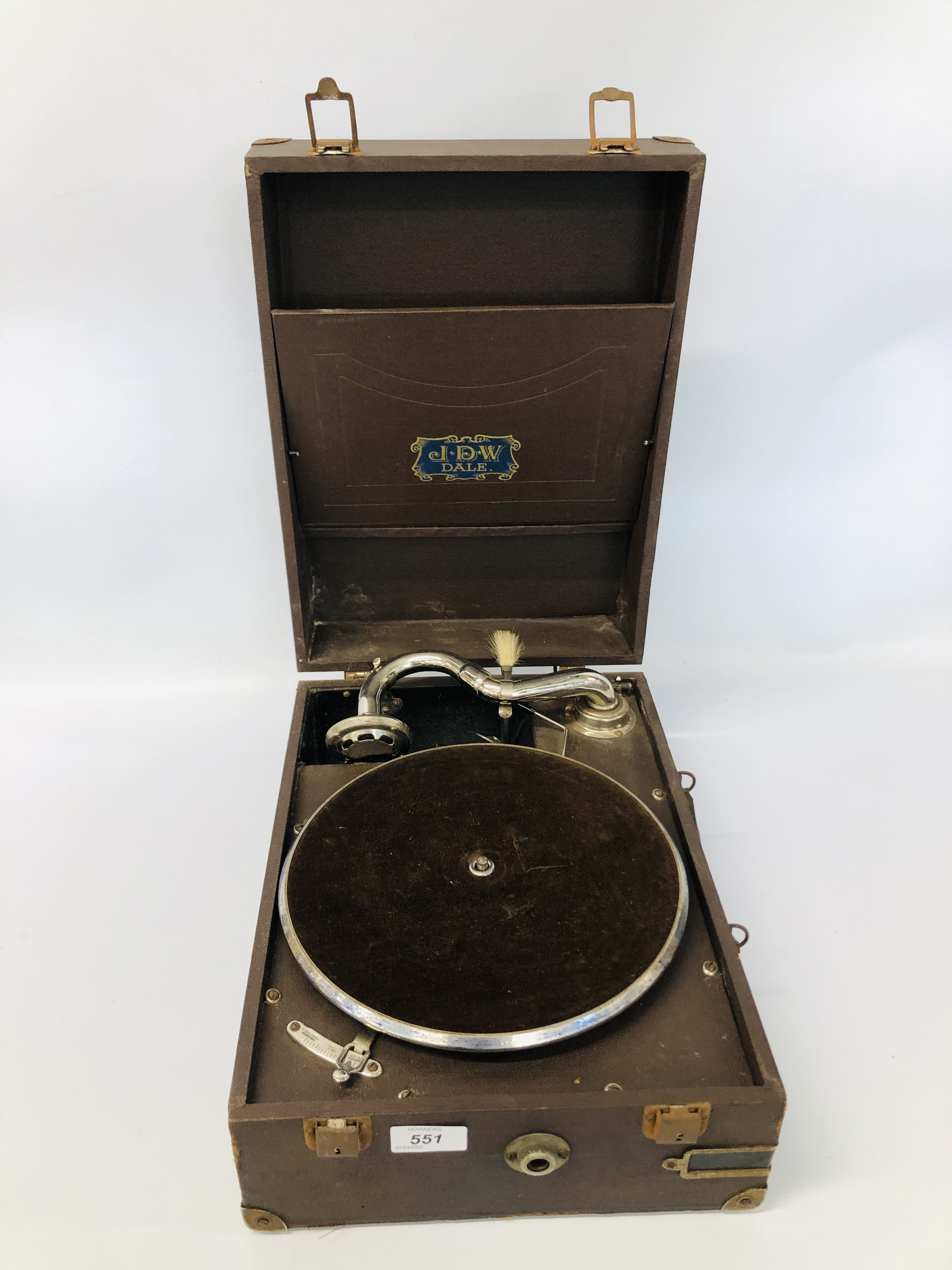 A VINTAGE CASED PORTABLE J.D.W.