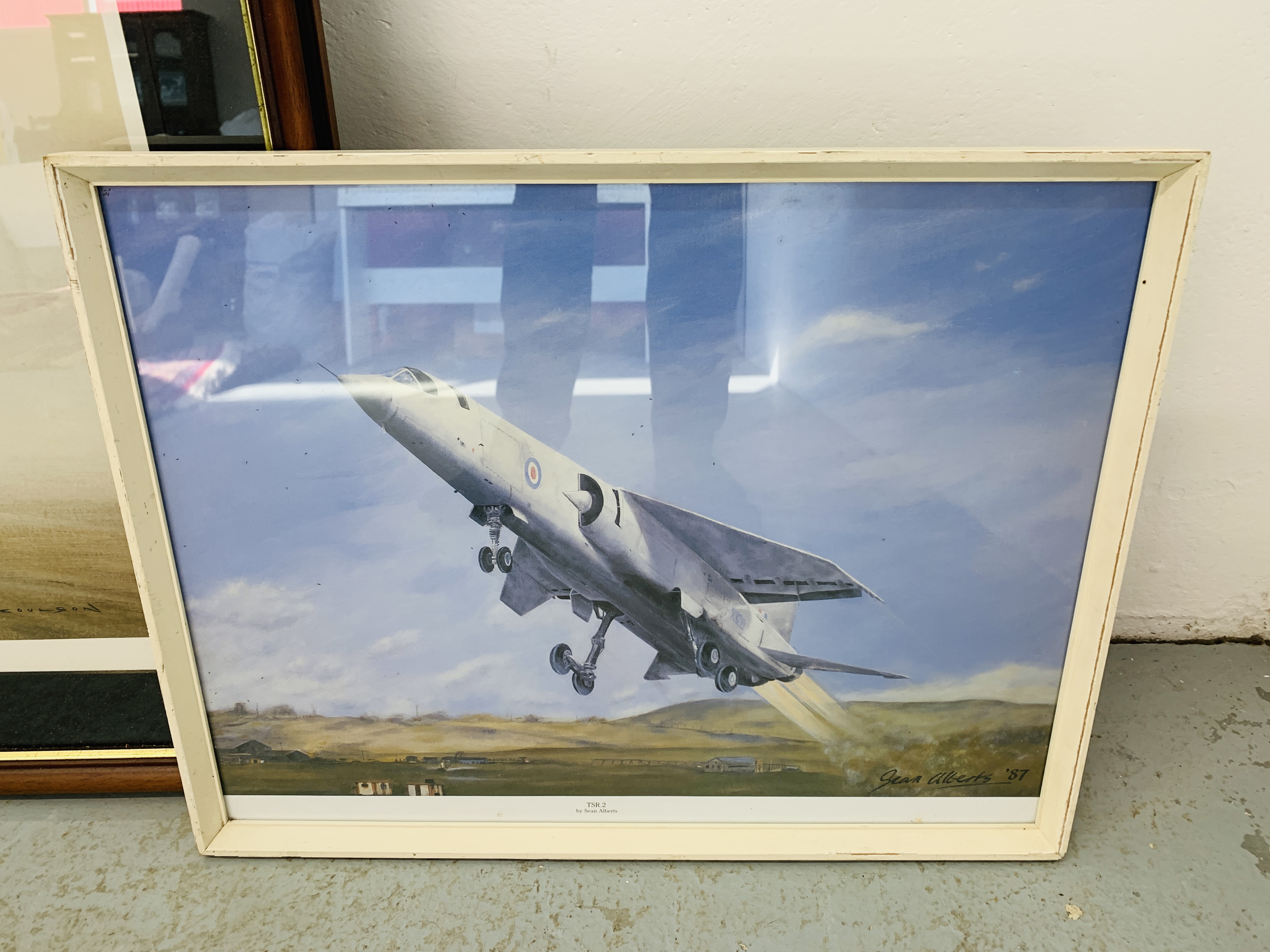 FRAMED "OFF DUTY LANCASTER AT REST" PRINT ALONG WITH A FRAMED "TSR2" PRINT BY SEAN ALBERTS. - Image 5 of 5