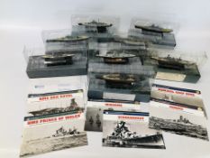 8 X ATLAS EDITIONS BOXED MODEL WARSHIPS.