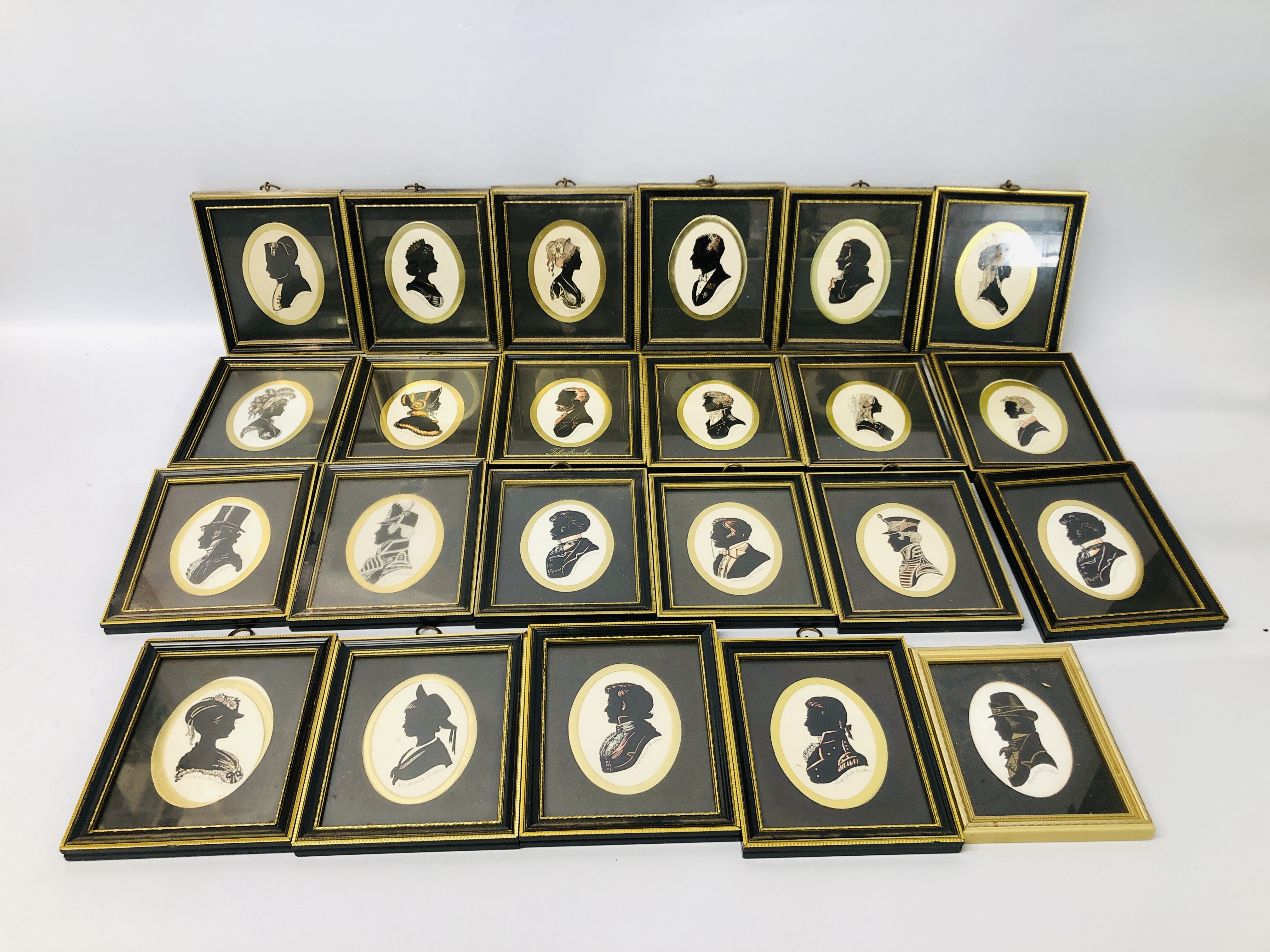 COLLECTION OF 23 "THE PENNYFARTHING GALLERIES" FRAMED SILHOUETTES