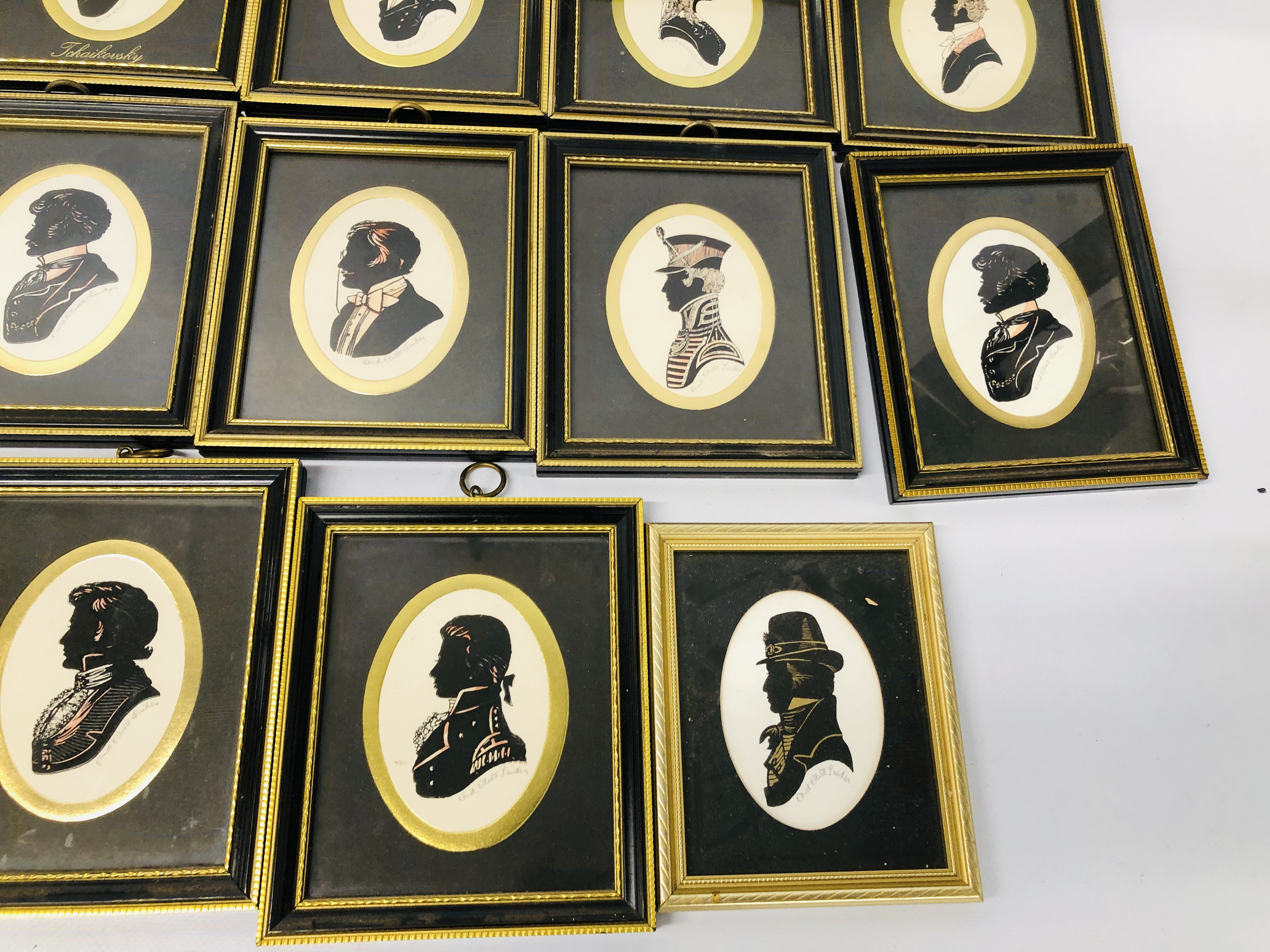 COLLECTION OF 23 "THE PENNYFARTHING GALLERIES" FRAMED SILHOUETTES - Image 4 of 6