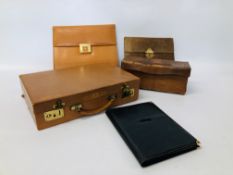 A SMALL LEATHER DOCUMENT CASE,