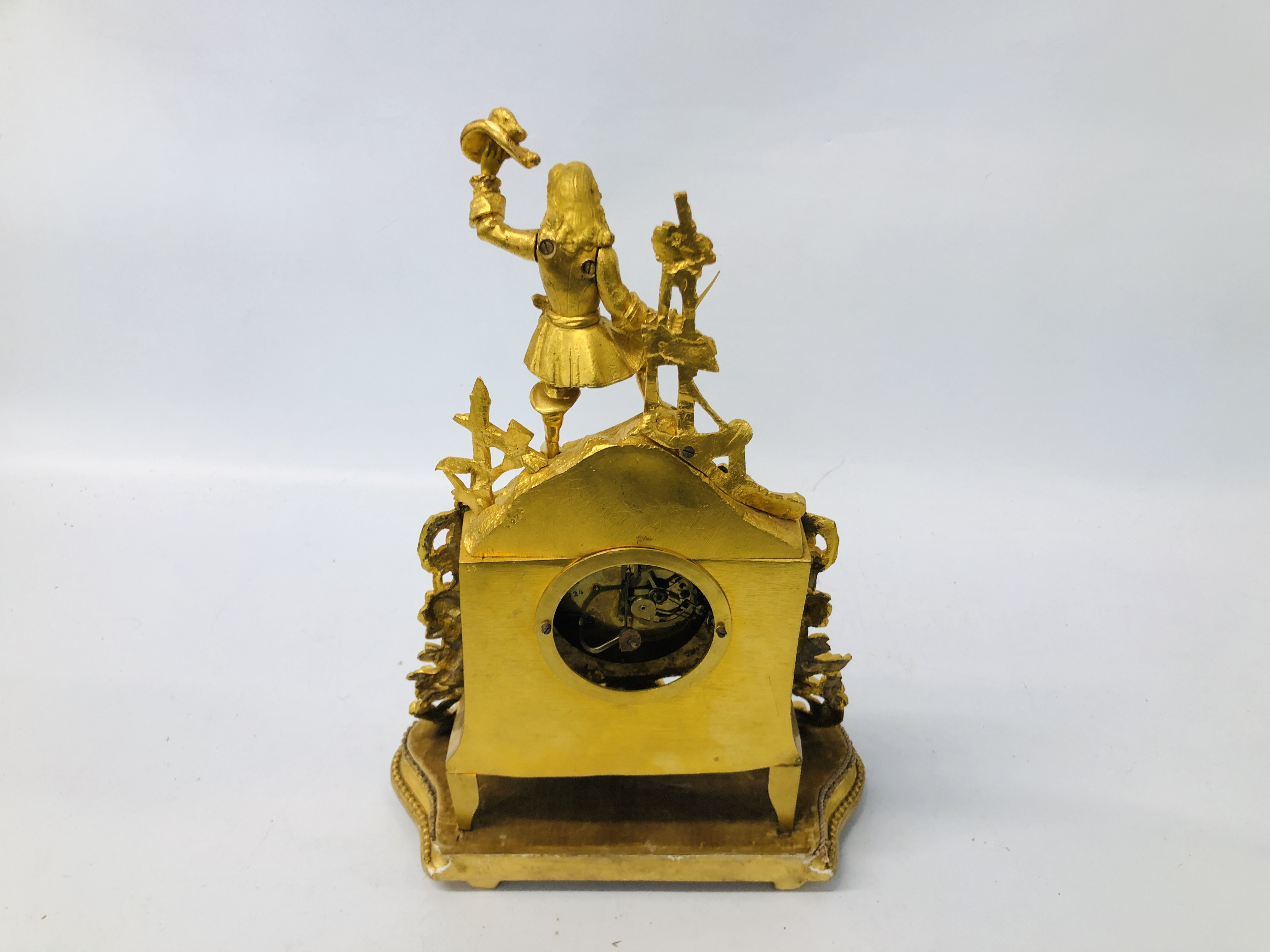 C19TH FRENCH ORMOLU CLOCK MARKED "ROLLIN" PARIS WITH GLASS DOME - Image 8 of 9