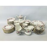 COLLECTION OF FINE BONE CHINA ROSE DECORATED TEA AND DINNER WARE.