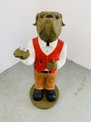 A NOVELTY STANDING "BULLDOG WAITER" FIGURE A/F HEIGHT 70CM.