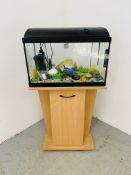 AQUARIUM WITH ACCESSORIES AND STAND 60CM X 30CM. X 35CM..