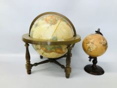 REPRODUCTION GLOBE IN A GIMBAL MOUNT MARKED "NOBLE" AND ONE OTHER