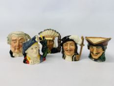 COLLECTION OF 5 ROYAL DOULTON CHARACTER JUGS TO INCLUDE ATHOS D6439, BONNIE PRINCE CHARLIE D6858,