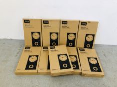 9 X "LIVING FROM ARGOS" BLACK GLASS PENDULUM CLOCKS (BOXED AS NEW)