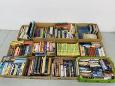 12 BOXES OF ASSORTED BOOKS TO INCLUDE MODERN NOVELS, ETC.