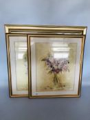 3 X GILT FRAMED FLORAL PRINTS.