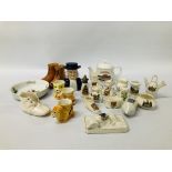 COLLECTION OF CRESTED WARE TO INCLUDE A BOMB, PEPPER POT, CLOWN, ETC.