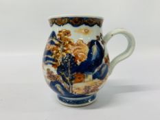 AN EARLY 18TH CHINESE IMARI DECORATED TANKARD HEIGHT 12CM.