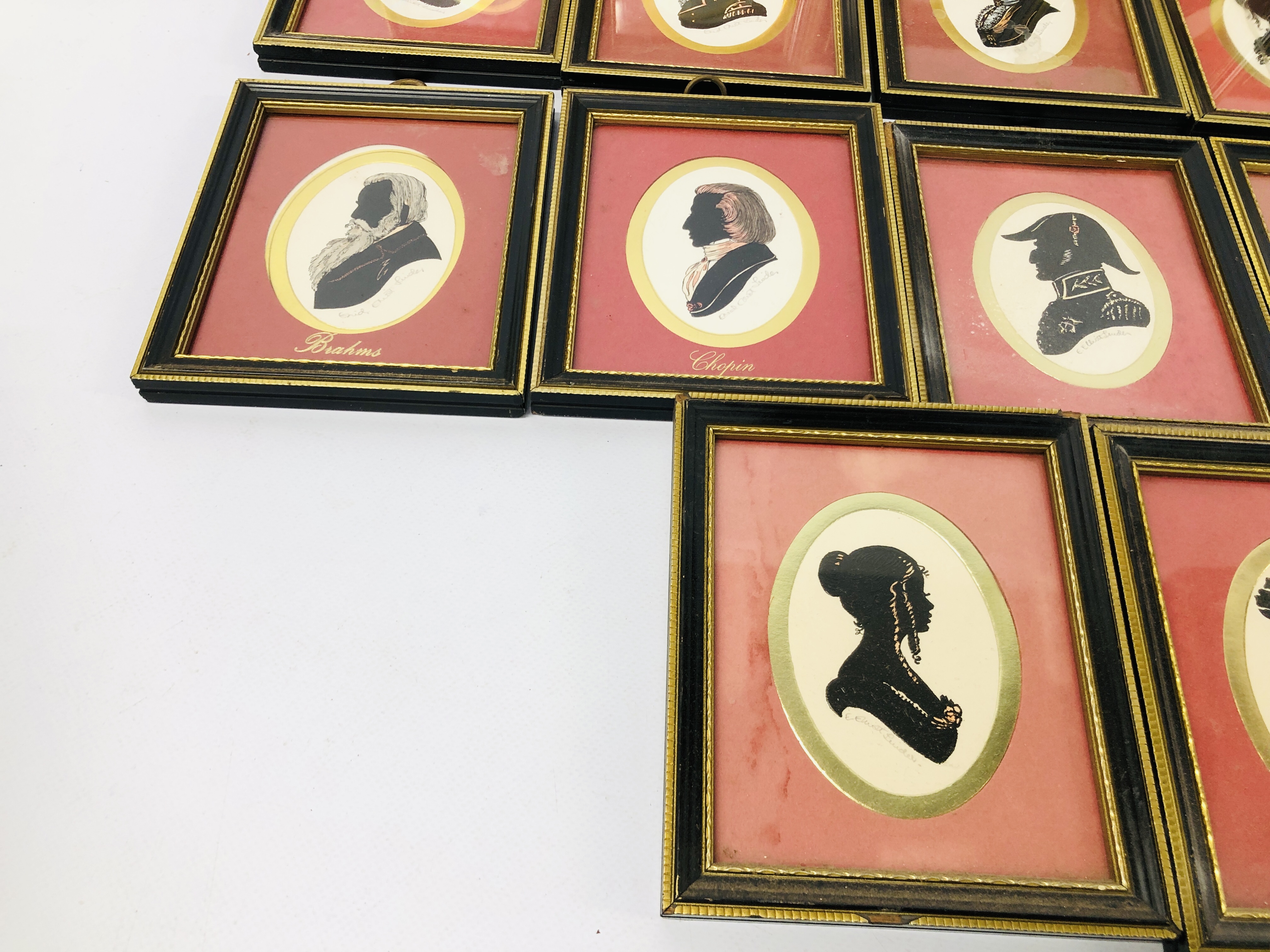 COLLECTION OF 17 "THE PENNYFARTHING GALLERIES" FRAMED SILHOUETTES - Image 5 of 6