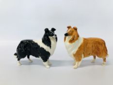 TWO BESWICK COLLIES ONE MARKED LOCHINVAR OF LADY PARK HEIGHT 14CM.