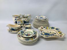 COLLECTION OF "MASONS" REGENCY C4475 PATTERN DINNER WARE TO INCLUDE JUGS, PLATES,