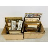 TWO BOXES CONTAINING ASSORTED PRINTS AND PICTURES TO INCLUDE HORSE RACING, COACHING, HUNTING,