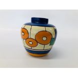 A CLARICE CLIFF GINGER JAR IN FANTASQUE DESIGN H 13CM.