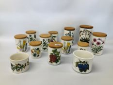 11 X ASSORTED PORTMEIRION "THE BOTANIC GARDEN" STORAGE CANISTERS AND 2 OTHERS