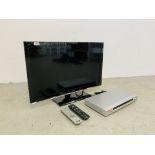 A PANASONIC VIERA 32 INCH TELEVISION AND SONY DVD PLAYER (BOTH WITH REMOTES) - SOLD AS SEEN.