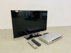 A PANASONIC VIERA 32 INCH TELEVISION AND SONY DVD PLAYER (BOTH WITH REMOTES) - SOLD AS SEEN.