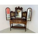 VICTORIAN DRESSING TABLE WITH THREE FOLD MIRROR,